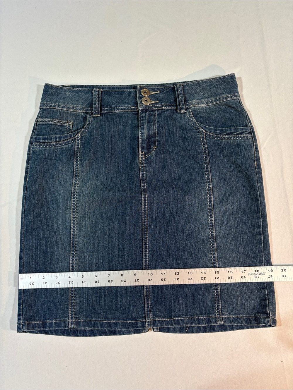 dressbarn Blue Denim A-Line Skirt size 10 pockets - Picture 11 of 13